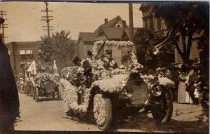 RPPC Firemans Parade Decorated Automobile Firetruck c1907 Real Photo Postcard Y4