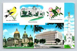 Iowa Multi View Scenic Landmarks State Captiol Building Chrome UNP Postcard