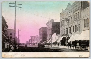 Mitchell South Dakota~Main St @ Sundown~Theatre, Rathburns c1910 Postcard 