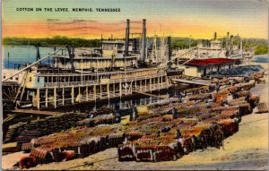 Linen Postcard Cotton on the Levee in Memphis, Tennessee