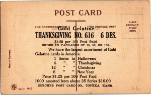 Turkeys, Thanksgiving Gelatine Vintage Sales Sample Postcard W35