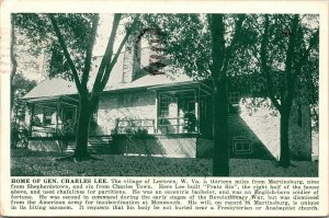 Home of General Lee, Leetown, Virginia Postcard, Shenandoah 1939