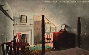 Vintage Postcard Connecticut Guests Room Mount Vernon CT Mansion Leet Brothers