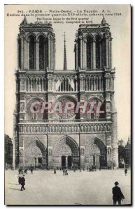 Old Postcard Notre Dame Paris The Facade