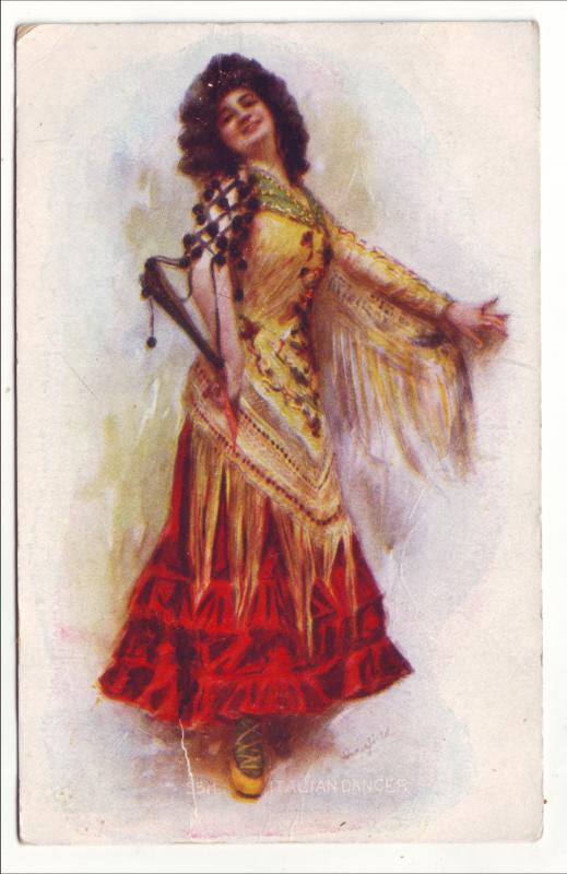 P503 JLs 1909 italian dancer pretty old dress