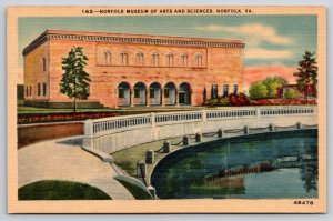 Norfolk Virginia~Museum Of Arts & Sciences Bldg Exterior~Vintage Linen Postcard