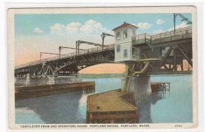 Cantilever Draw Bridge Portland Maine 1920c postcard