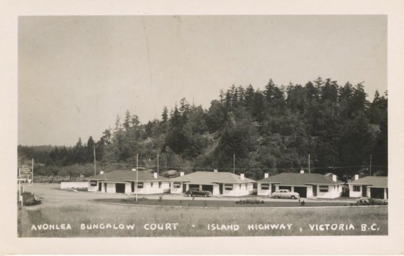 Avonlea Bungalow Court Victoria BC Vancouver Island Cars Real Photo Postcard E6