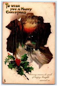 Penngrove California CA Postcard Christmas Winter Scene Holly Berries Tuck