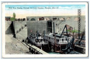 Florence Alabama Postcard First Boat Passing Through Lock Chamber c1920 Vintage