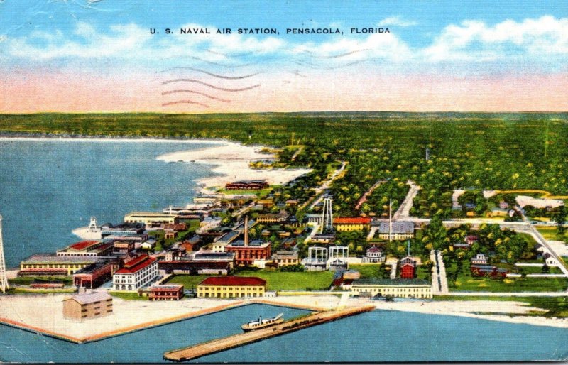 Florida Pensacola U S Naval Air Station Aerial View 1945