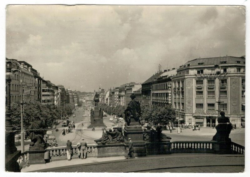 Czechoslovakia 1963 Used Postcard Prague Wenceslas Square View from Natio Museum