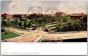 General View University of Minnesota Minneapolis Roadway Grounds Bldg. Postcard