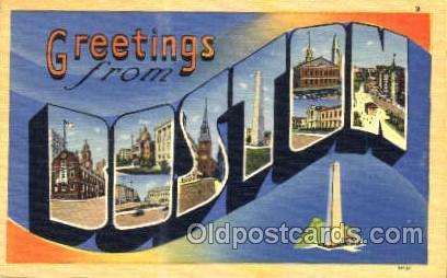 Greetings From Boston, Mass. USA Large Letter Town Unused 