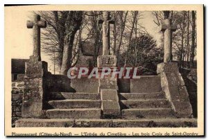 Postcard Old Plougrescant (North Cotes) L'Entree du Cimetiere three Holy Cros...