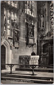 1910's Shakespeare Grave and Monument Stratford Upon Avon Church Posted Postcard