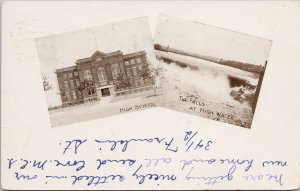 Greenfield MA High School The Falls Multiview c1906 Stetson's Postcard G46