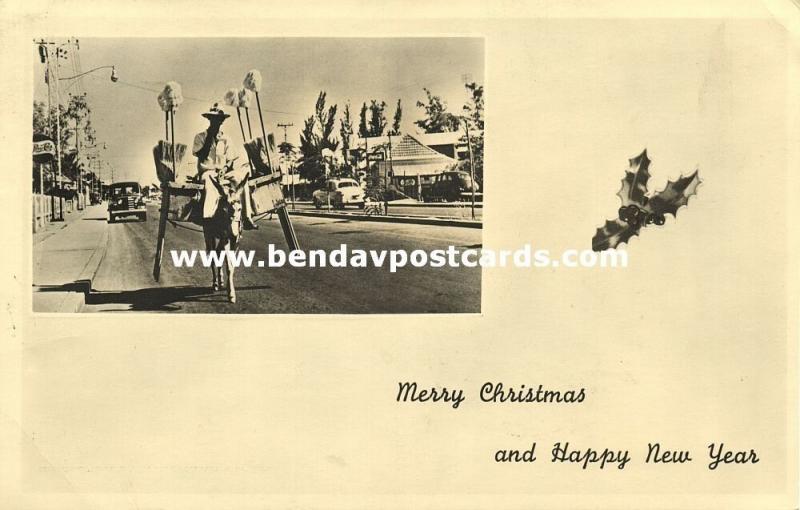 venezuela, MARACAIBO, Street Scene, Broom Seller on Donkey Cart (1956) RPPC 