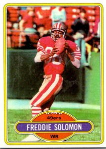 1980 Topps Football Card Freddie Solomon WR San Franccisco 49ers sun0484