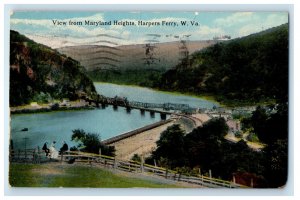 1916 View From Maryland Heights Harpers Ferry West Virginia WV Posted Postcard