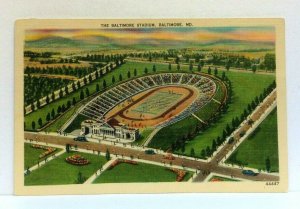 Baltimore Maryland MD Aerial View Baltimore Stadium Linen Vintage Postcard 