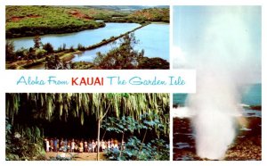 Multiple Views of Kauai Garden Isle Fern Grotto Hawaii Postcard