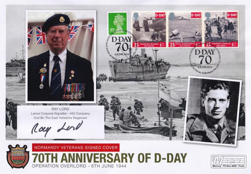 Ray Lord Sword Beach East Yorkshire Regiment D-Day Hand Signed FDC