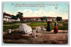 Vintage Early 1900's Postcard San Diego California First Flag Raising POSTED