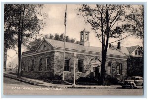 Washington New Jersey NJ Postcard Post Office Building Exterior Car 1940 Vintage