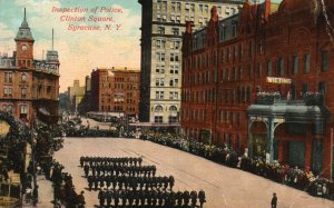 Vintage Postcard 1919 Inspection Of Police Clinton Square Syracuse New York NY