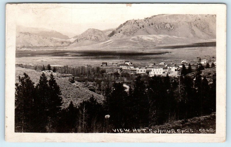 RPPC HOT SULPHUR SPRINGS, CO ~Birdseye View of Town  1924 Grand County Postcard