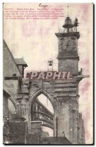Troyes Old Postcard Church of St. John The tower told of & # 39horloge