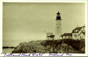 RPPC Portland Head Lighthouse Maine Chas F Lemic Real Photo Postcard