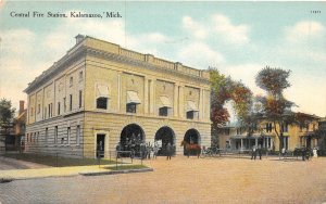 H98/ Kalamazoo Michigan Postcard c1910 Central Fire Station Department 72