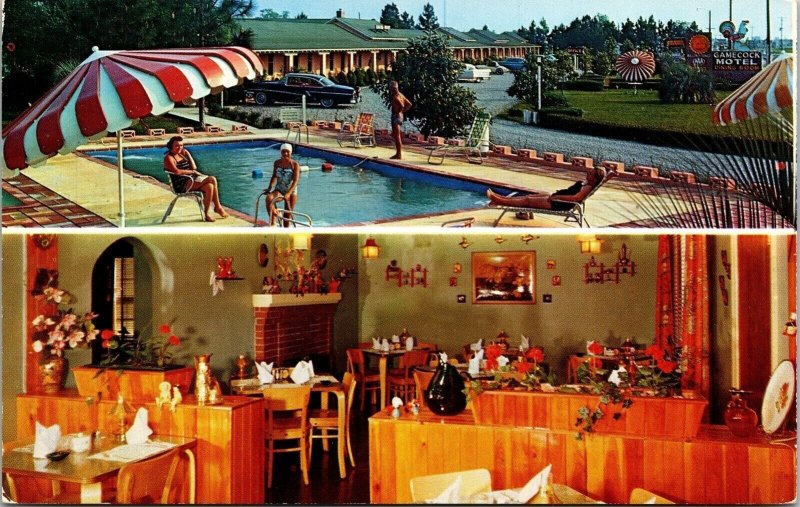 Gamecock Motel Dining Room Santee SC South Carolina Dual View Postcard UNP VTG 