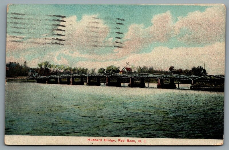 Postcard Red Bank NJ c1910 Hubbard Bridge Monmouth County CDS Machine Cancel