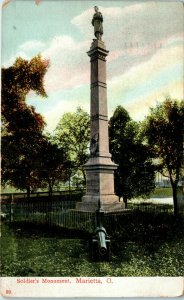 1910s Soldier's Monument Civil War Memorial Marietta Ohio Postcard
