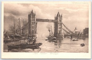 Vintage Tower Bridge London UK Postcard by C.W. Faulkner & Co