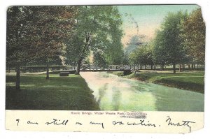 posted 1907, Rustic Bridge, Water Works Park, Canton, Ohio, divided back