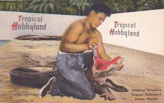 Florida Miami Tropical Hobbyland Henry Nelson Alligator Wrestling