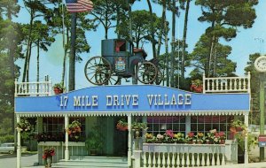 17 Mile Drive Village Monterey, CA Carriage Flag Vintage Postcard P95 