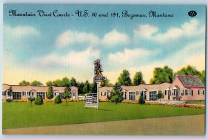 Bozeman Montana MT Postcard Mountain View Courts Exterior Building 1948 Vintage