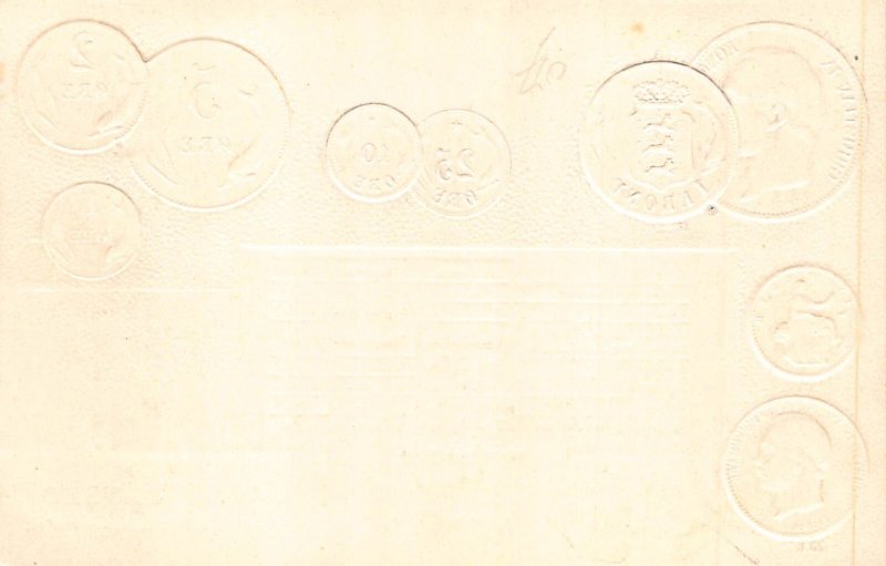 Denmark Flag Coins Exchange Table embossed coinage postcard C314