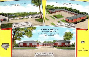 Birmingham, AL Alabama  ROEBUCK MOTELS 3 Locations  ROADSIDE  ca1940's Postcard