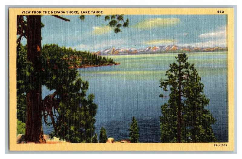 View From The Nevada Shore Lake Tahoe Vintage Standard View Postcard 