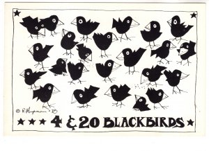 4 & 20 Blackbirds Hupman 1978, Hupman Illustration, Humour, Fly of Night