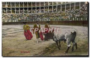 Old Postcard Bullfight Taurus estocada