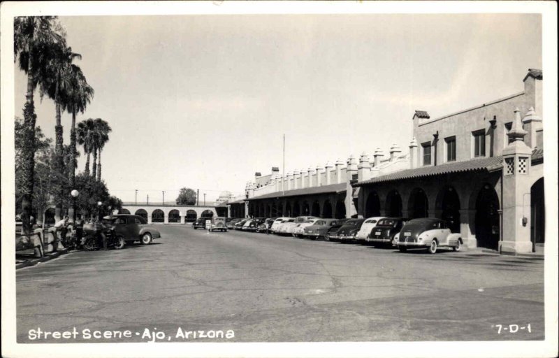 Vintage RPPC Ajo Arizona AZ Street Scene Real Photo Postcard