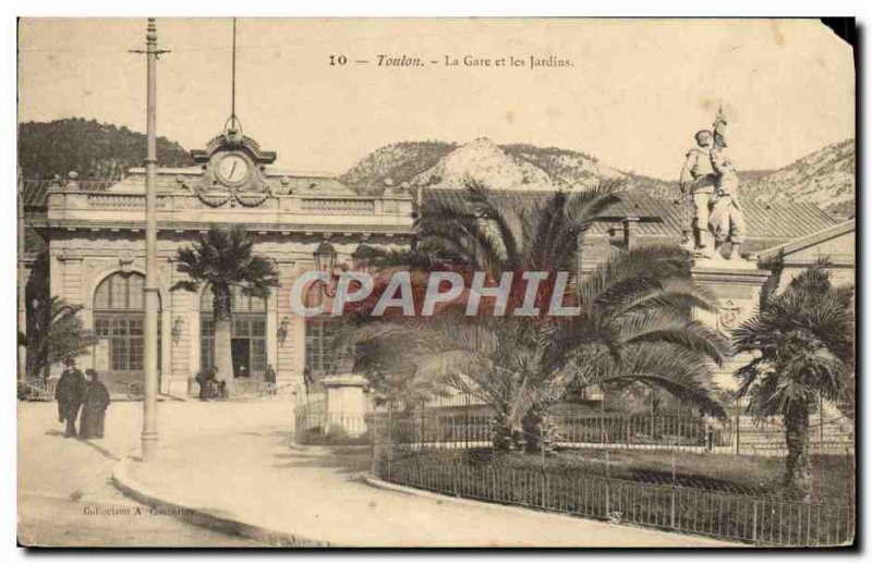 Old Postcard Toulon Station and Gardens