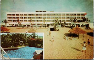 Mazatlan Mexico Hotel De Cima Multiview Swimming Pool Beach 1970s Postcard G95